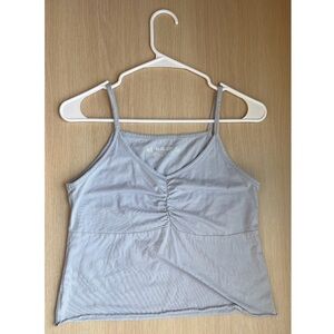 Harlow Light blue Ruched V-Neck Spaghetti Strap Tank